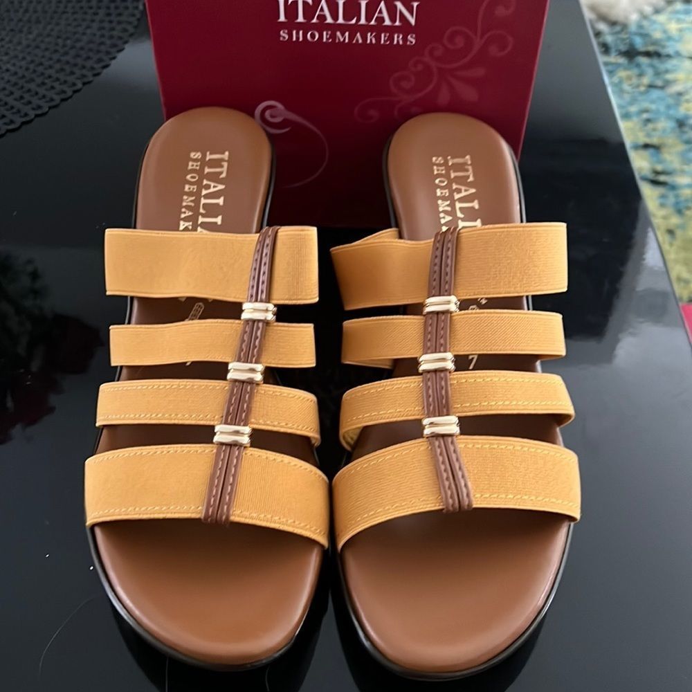 NEW Italian shoemakers  wedge sandals yellow 7